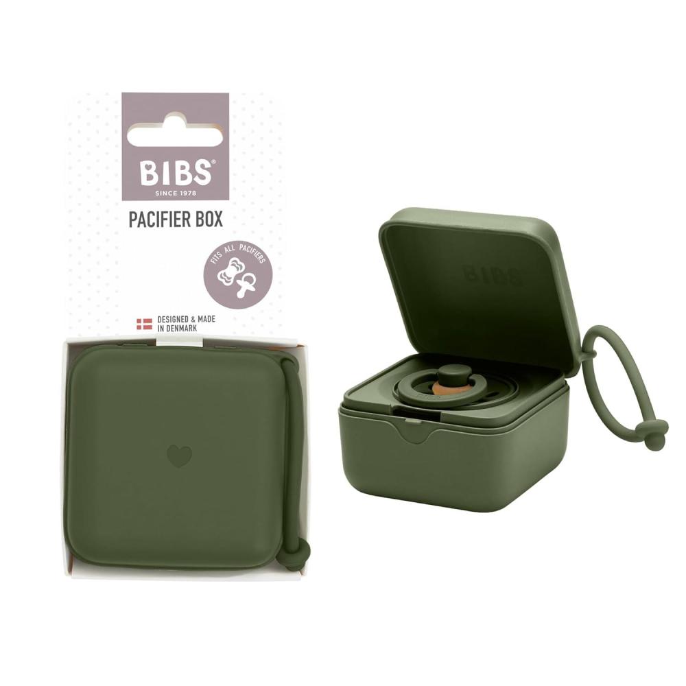 image:imageBIBS Pacifier Box with Loop for Storing amp Carrying Soothers 100 BPA Free Material Designed amp Made in Denmark IronHunter Green