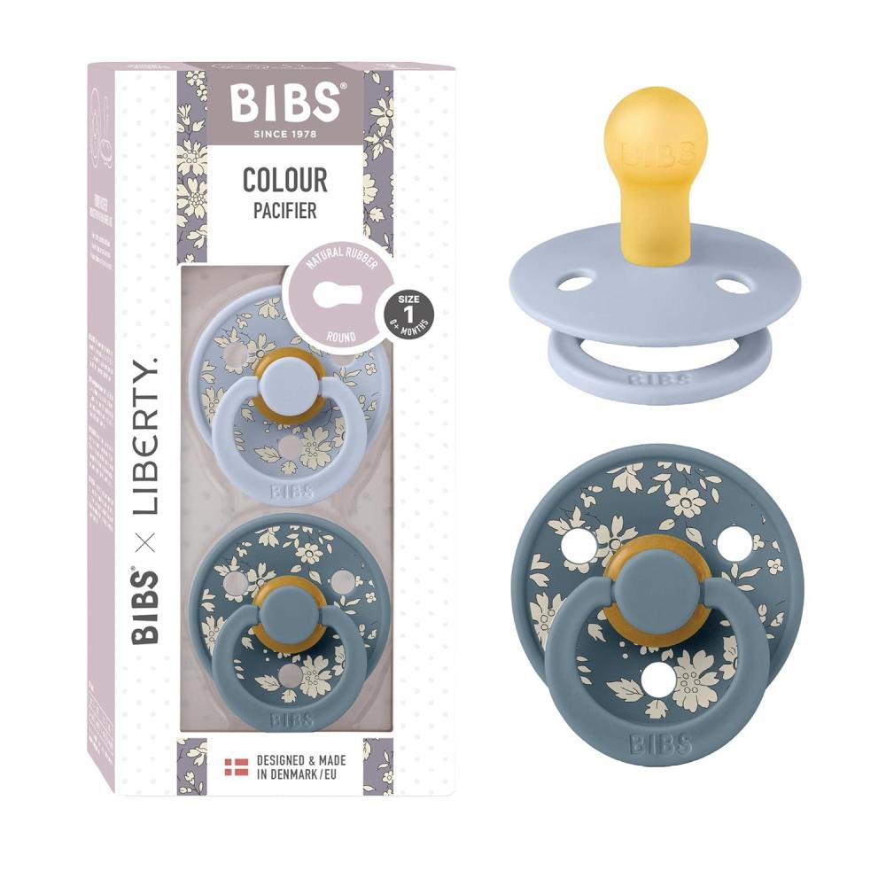 image:imageBiBS Liberty Pacifier 2Pack BPA Free Pacfiers with Natural Latex Round Nipple Made in Scandinavia Size 2 618 Months Bobo Ivory MixCapel Dusty Blue