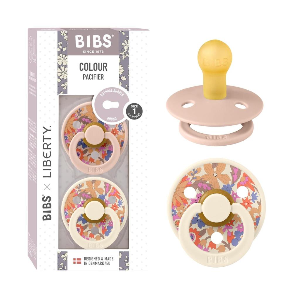 image:imageBiBS Liberty Pacifier 2Pack BPA Free Pacfiers with Natural Latex Round Nipple Made in Scandinavia Size 2 618 Months Bobo Ivory MixJune Blossom Blush Mix