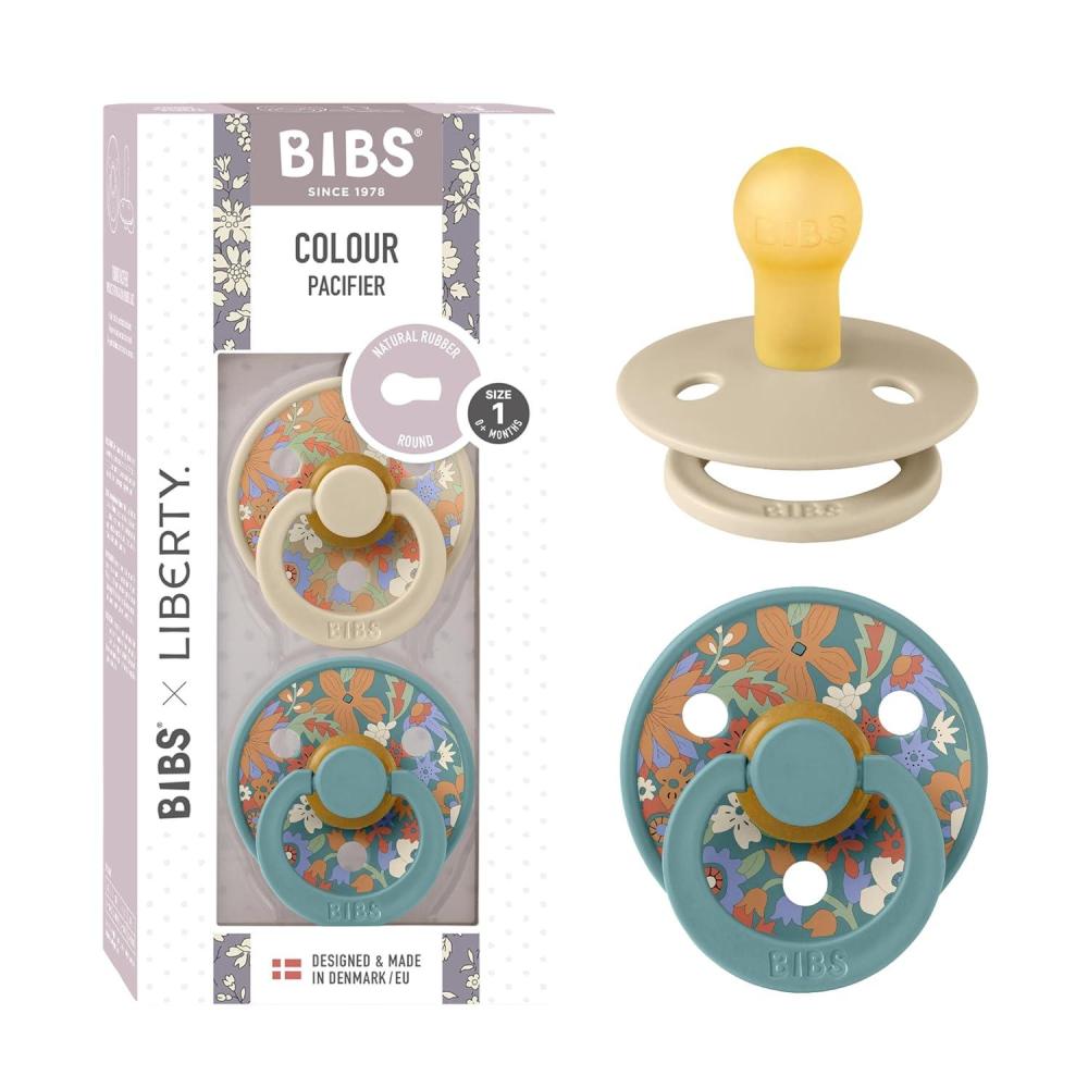 image:imageBiBS Liberty Pacifier 2Pack BPA Free Pacfiers with Natural Latex Round Nipple Made in Scandinavia Size 2 618 Months Bobo Ivory MixJune Blossom Vanilla Hush Mix