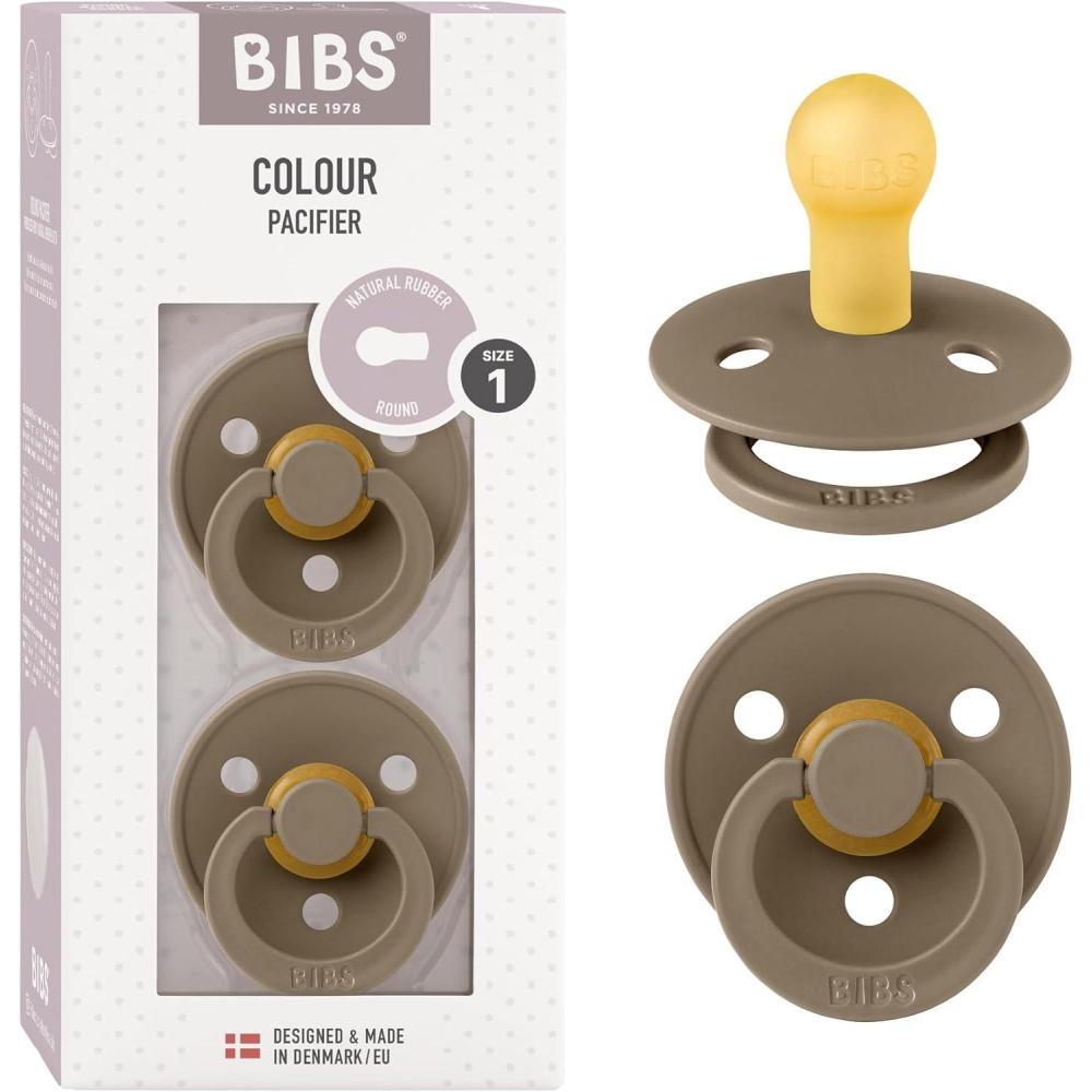 image:imageBibs Pacifiers Color Collection Set of 2 BPAFree Latex Pacifiers Made in Europe Round Nipple Baby PacifierDark Oak