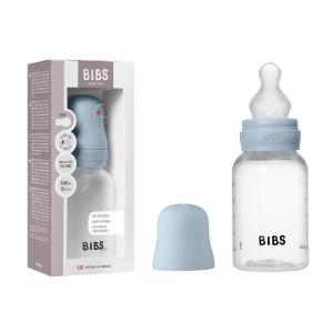 image:imageBIBS Baby Bottle 5 oz  150 ml Natural Rubber Latex Nipple  AntiColic BPAFree Round Nipple Slow Flow Lightweight amp Easy to Clean Suitable for Newborns 0 Years  SageBaby Blue  Silicone