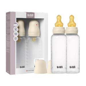 image:imageBIBS Baby Bottle 9 oz  270 ml Natural Rubber Latex Nipple 2 Pack  AntiColic BPAFree Round Nipple Medium Flow Lightweight amp Easy to Clean Suitable for Newborns 0 Years  Ivory