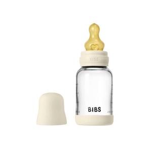 image:imageBIBS Baby Glass Bottle 4 US fl oz  120 ml AntiColic Vented Round Natural Rubber Latex Nipple Supports Natural Breastfeeding Slow Flow Complete Set  Ivory
