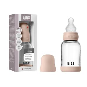 image:imageBIBS Baby Glass Bottle 4 US fl oz  120 ml AntiColic Vented Round Silicone Nipple Supports Natural Breastfeeding Slow Flow Complete Set  Baby BlueBlush