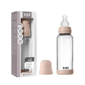 image:imageBIBS Baby Glass Bottle 8 US fl oz  240 ml AntiColic Vented Round Silicone Nipple Supports Natural Breastfeeding Medium Flow Complete Set  Blush
