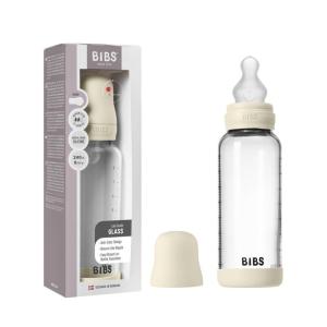 image:imageBIBS Baby Glass Bottle 8 US fl oz  240 ml AntiColic Vented Round Silicone Nipple Supports Natural Breastfeeding Medium Flow Complete Set  Ivory
