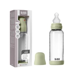 image:imageBIBS Baby Glass Bottle 8 US fl oz  240 ml AntiColic Vented Round Silicone Nipple Supports Natural Breastfeeding Medium Flow Complete Set  Sage