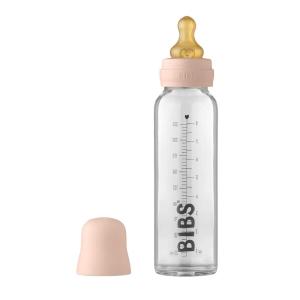 image:imageBIBS Baby Glass Bottle Complete Set 225 ml  BPA Free Natural Rubber  Made in Denmark  Blush