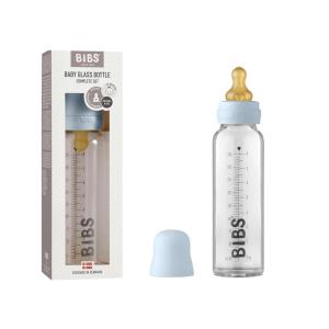 image:imageBIBS Baby Glass Bottle Complete Set 225 ml  BPA Free Natural Rubber  Made in Denmark  SageBaby Blue