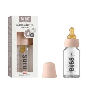 image:imageBIBS Baby Glass Bottle Complete Set 225 ml  BPA Free Natural Rubber  Made in Denmark  SageBlush