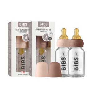 image:imageBIBS Baby Glass Bottle Complete Set 225 ml  BPA Free Natural Rubber  Made in Denmark  SageBlushWoodchuck