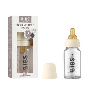 image:imageBIBS Baby Glass Bottle Complete Set 225 ml  BPA Free Natural Rubber  Made in Denmark  SageIvory