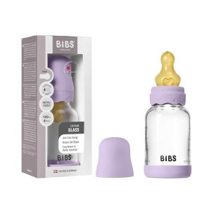 image:imageBIBS Boheme Baby Glass Bottle 4 oz 120 ml AntiColic Round Natural Rubber Latex Nipple Supports Natural Breastfeeding  IvoryViolet Sky