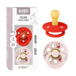 image:imageBIBS Colour Moomins Pacifier 2Pack BPA Free Pacifier Round Nipple Natural Rubber Latex Made in Denmark Size 2 618 Months IvorySageCandy Apple  Petal