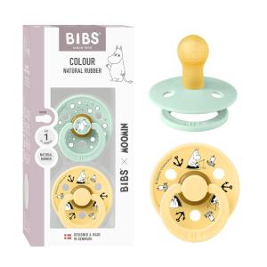 image:imageBIBS Colour Moomins Pacifier 2Pack BPA Free Pacifier Round Nipple Natural Rubber Latex Made in Denmark Size 2 618 Months IvorySageNordic Mint  Pale Butter