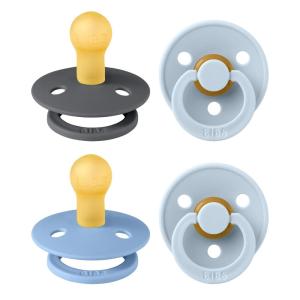 image:imageBIBS Colour Soother 4Pack  BPA Free Dummy Pacifier  Round Nipple  Natural Rubber Latex  Made in Denmark  Size 06 Months  Blush Glow MixBaby Blue Colors