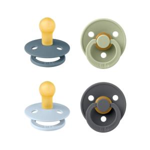 image:imageBIBS Colour Soother 4Pack  BPA Free Dummy Pacifier  Round Nipple  Natural Rubber Latex  Made in Denmark  Size 06 Months  Blush Glow MixBaby Blue Mix