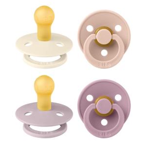 image:imageBIBS Colour Soother 4Pack  BPA Free Dummy Pacifier  Round Nipple  Natural Rubber Latex  Made in Denmark  Size 06 Months  Blush Glow MixGirl Colors