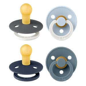 image:imageBIBS Colour Soother 4Pack  BPA Free Dummy Pacifier  Round Nipple  Natural Rubber Latex  Made in Denmark  Size 06 Months  Blush Glow MixPetrol Glow Mix