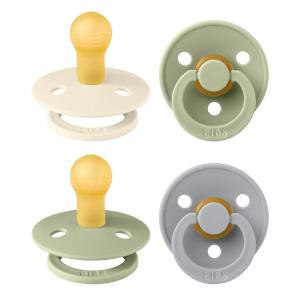 image:imageBIBS Colour Soother 4Pack  BPA Free Dummy Pacifier  Round Nipple  Natural Rubber Latex  Made in Denmark  Size 06 Months  Blush Glow MixSage Mix