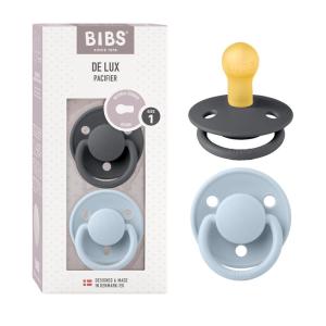 image:imageBIBS De Lux Baby Pacifier 2Pack  Made in Denmark  BPA Free Dummy Soother Round Nipple Natural Rubber Latex Size 1 06 Months SageHunter GreenIronBaby Blue
