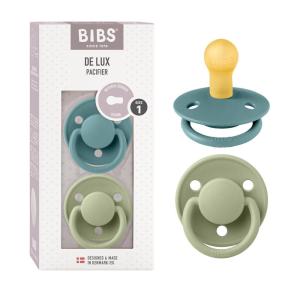 image:imageBIBS De Lux Baby Pacifier 2Pack  Made in Denmark  BPA Free Dummy Soother Round Nipple Natural Rubber Latex Size 1 06 Months SageHunter GreenIsland Sea  Sage