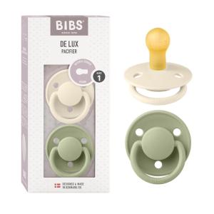 image:imageBIBS De Lux Baby Pacifier 2Pack  Made in Denmark  BPA Free Dummy Soother Round Nipple Natural Rubber Latex Size 1 06 Months SageHunter GreenIvorySage