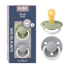 image:imageBIBS De Lux Baby Pacifier 2Pack  Made in Denmark  BPA Free Dummy Soother Round Nipple Natural Rubber Latex Size 1 06 Months SageHunter GreenSage NightCloud Night