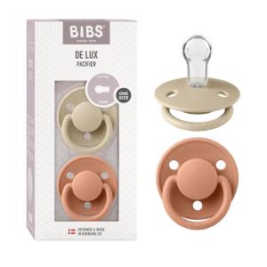 image:imageBIBS Pacifiers  De Lux Collection  BPAFree Baby Pacifier  Made in Denmark  Set of 2 MustardPetrol Color Premium Soothers  Size One SizeVanillaPeach