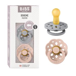 image:imageBIBS Pacifiers 06 Months  Boheme Collection 2Pack  BPAFree Round Nipple  Nautral Rubber Latex  Made in Denmark  VanillaPineCloud  Blush