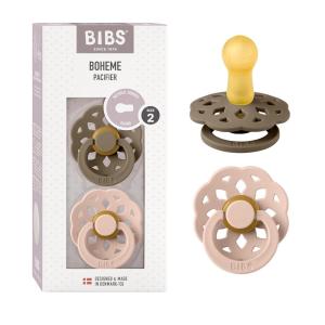 image:imageBIBS Pacifiers 06 Months  Boheme Collection 2Pack  BPAFree Round Nipple  Nautral Rubber Latex  Made in Denmark  VanillaPineDark Oak  Blush 2