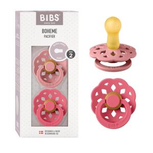 image:imageBIBS Pacifiers 06 Months  Boheme Collection 2Pack  BPAFree Round Nipple  Nautral Rubber Latex  Made in Denmark  VanillaPineDusty Pink  Coral