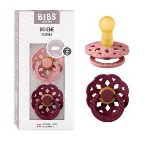 image:imageBIBS Pacifiers 06 Months  Boheme Collection 2Pack  BPAFree Round Nipple  Nautral Rubber Latex  Made in Denmark  VanillaPineDusty Pink  Elderberry