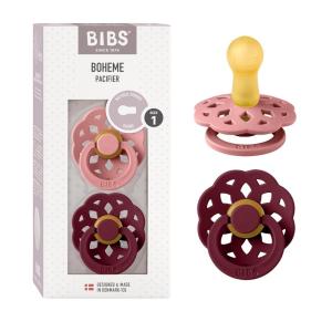 image:imageBIBS Pacifiers 06 Months  Boheme Collection 2Pack  BPAFree Round Nipple  Nautral Rubber Latex  Made in Denmark  VanillaPineDusty PinkElderberry