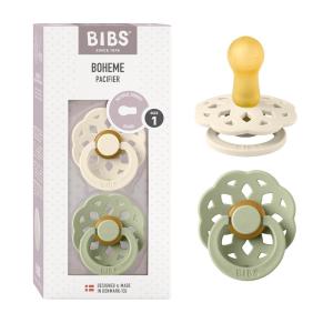 image:imageBIBS Pacifiers 06 Months  Boheme Collection 2Pack  BPAFree Round Nipple  Nautral Rubber Latex  Made in Denmark  VanillaPineIvory  Sage