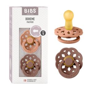 image:imageBIBS Pacifiers 06 Months  Boheme Collection 2Pack  BPAFree Round Nipple  Nautral Rubber Latex  Made in Denmark  VanillaPinePeach  Woodchuck