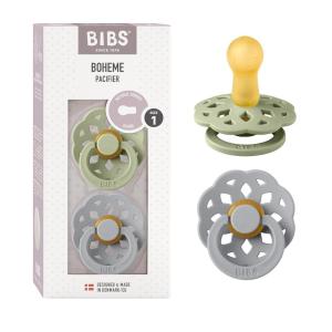 image:imageBIBS Pacifiers 06 Months  Boheme Collection 2Pack  BPAFree Round Nipple  Nautral Rubber Latex  Made in Denmark  VanillaPineSage  Cloud