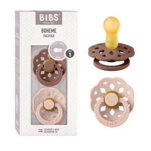 image:imageBIBS Pacifiers 06 Months  Boheme Collection 2Pack  BPAFree Round Nipple  Nautral Rubber Latex  Made in Denmark  VanillaPineWoodchuck  Blush