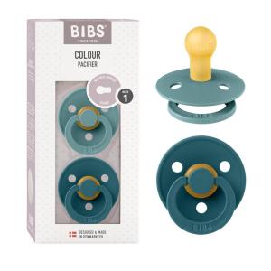image:imageBIBS Pacifiers Colour Collection  Natural Rubber Baby Pacifier  Round Nipple  Set of 2 BPAFree Soothers  Made in Denmark  0 Month Pack of 2  Island SeaForest Lake