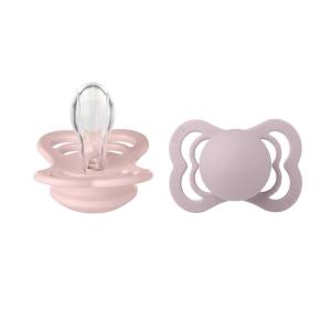 image:imageBIBS Supreme Baby Pacifier 2Pack  Made in Denmark  BPA Free Dummy Soother Symmetrical Nipple Silicone Size 1 06 Months CloudSteel BlueBlossomDusky Lilac