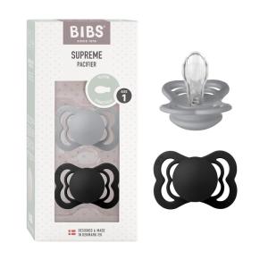 image:imageBIBS Supreme Baby Pacifier 2Pack  Made in Denmark  BPA Free Dummy Soother Symmetrical Nipple Silicone Size 1 06 Months CloudSteel BlueCloudBlack