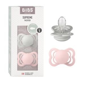 image:imageBIBS Supreme Baby Pacifier 2Pack  Made in Denmark  BPA Free Dummy Soother Symmetrical Nipple Silicone Size 1 06 Months CloudSteel BlueHazeBlossom
