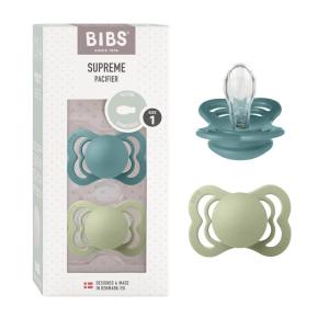 image:imageBIBS Supreme Baby Pacifier 2Pack  Made in Denmark  BPA Free Dummy Soother Symmetrical Nipple Silicone Size 1 06 Months CloudSteel BlueIsland SeaSage