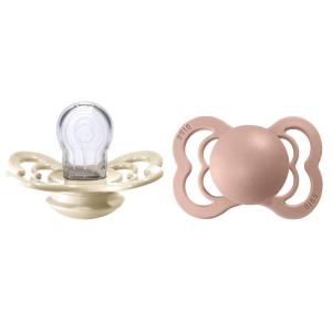 image:imageBIBS Supreme Baby Pacifier 2Pack  Made in Denmark  BPA Free Dummy Soother Symmetrical Nipple Silicone Size 1 06 Months CloudSteel BlueIvoryBlush