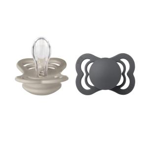 image:imageBIBS Supreme Baby Pacifier 2Pack  Made in Denmark  BPA Free Dummy Soother Symmetrical Nipple Silicone Size 1 06 Months CloudSteel BlueSandIron