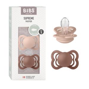 image:imageBIBS Supreme Baby Pacifier 2Pack  Made in Denmark  BPA Free Dummy Soother Symmetrical Nipple Silicone Size 1 06 Months CloudSteel BlueWoodchuckBlush