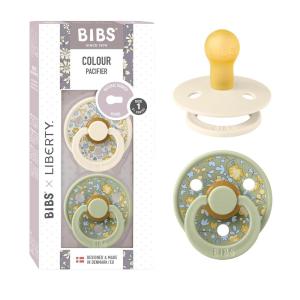image:imageBiBS Liberty Pacifier 2Pack BPA Free Pacfiers with Natural Latex Round Nipple Made in Scandinavia Size 2 618 Months Bobo Ivory MixEloise Sage