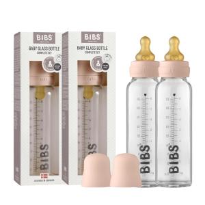 image:imageBibs Baby Glass Bottle  AntiColic Borosilicate Glass Bottles  Natural Vented Round Natural Rubber Latex Nipple  Consistent Flow Rate  76 oz225 ml  2 Pack  Blush