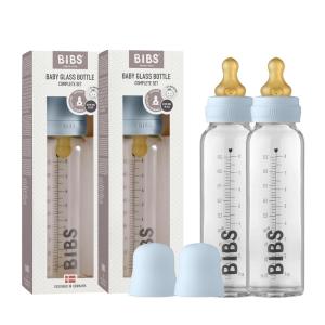 image:imageBibs Baby Glass Bottle  Newborn AntiColic Baby Bottles  Borosilicate Glass with a Natural Vented Round Natural Rubber Latex Nipple  Consistent Flow Rate  76 oz225 ml  2 Pack  Baby Blue